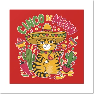 Cinco de meow - Cinco de mayo funny cat Posters and Art